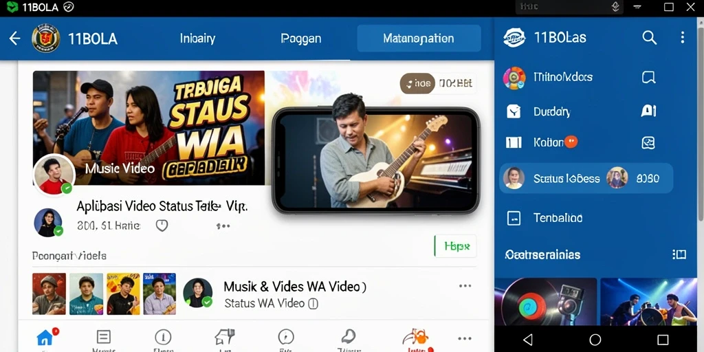 Screenshot antarmuka aplikasi 11BOLA untuk Status WA Video.