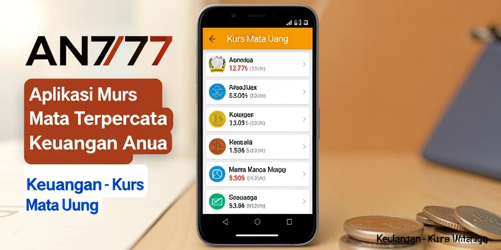 Antarmuka pengguna AN777 menampilkan kurs mata uang real-time dengan desain yang menarik.