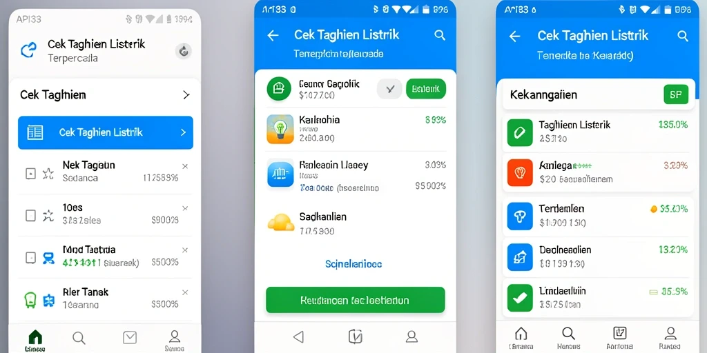 Antarmuka pengguna API33 untuk cek tagihan listrik yang jelas dan informatif.