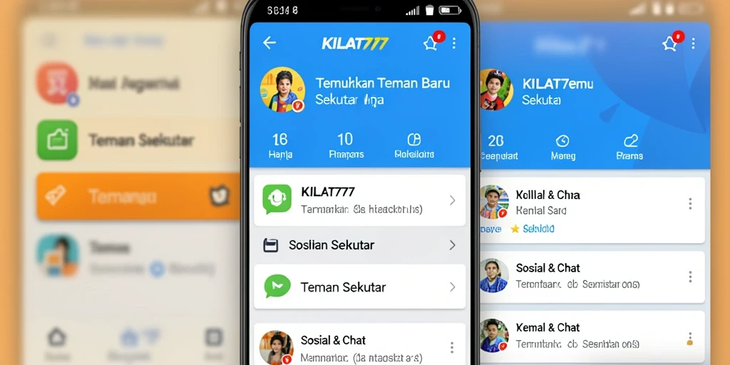 Tampilan antarmuka pengguna KILAT777 untuk menemukan teman sekitar.