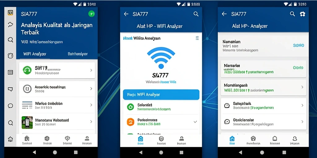 Tampilan antarmuka SIA777 yang menampilkan analisis jaringan WiFi.
