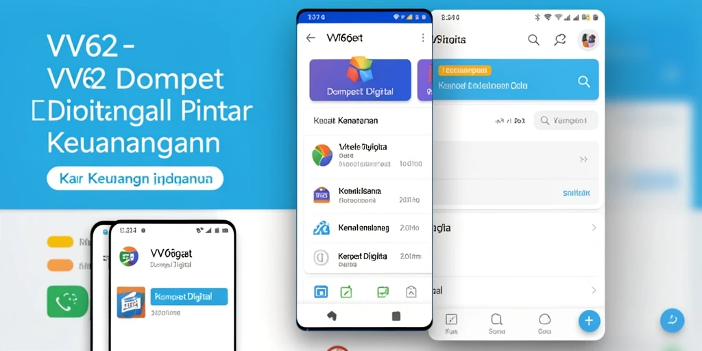 Tampilan antarmuka utama aplikasi Dompet Digital VV62.