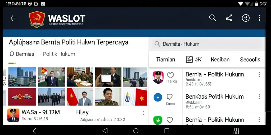 Antarmuka aplikasi WASLOT yang sederhana dan informatif untuk berita politik hukum.