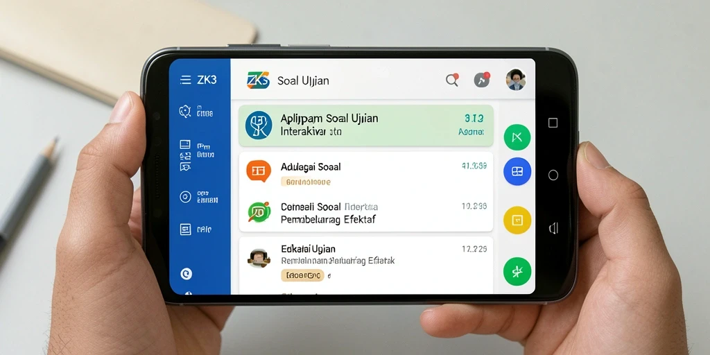 Tampilan antarmuka aplikasi ZK3 dengan fungsi Soal Ujian.